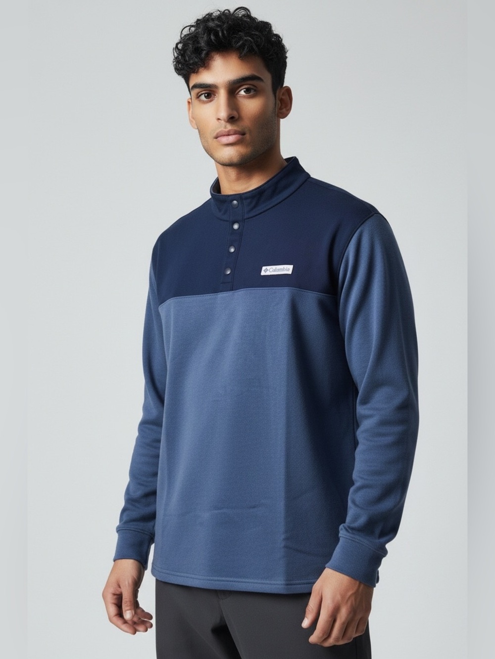 Columbia Men’s Large Pitchstone Overlay Half-Snap Jacket In Dark Mountain Navy